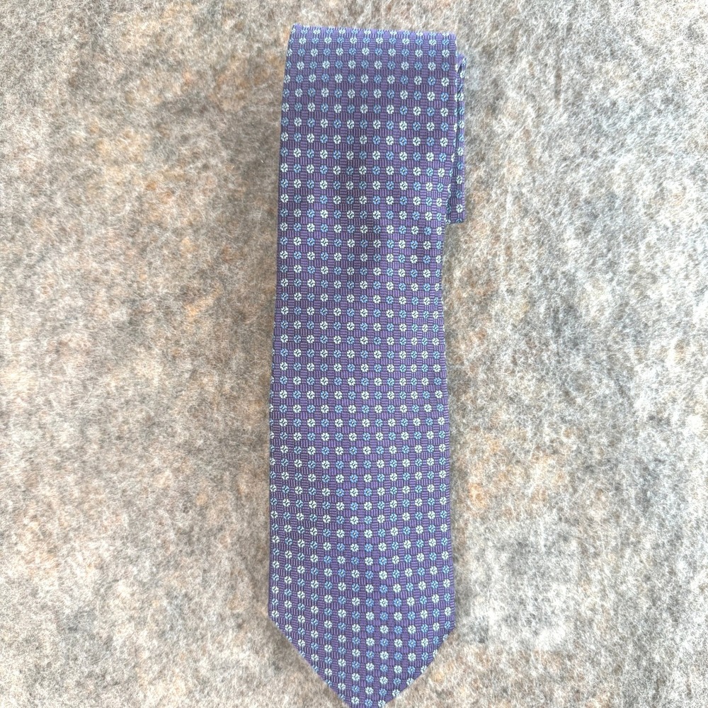 Brooks Brothers Tie Mens OS Purple Blue Geometric Floral Silk Necktie